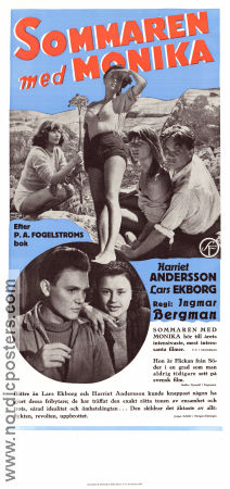 Sommaren med Monika 1953 poster Harriet Andersson Lars Ekborg Dagmar Ebbesen Åke Grönberg Åke Fridell Ingmar Bergman Strand Skärgård