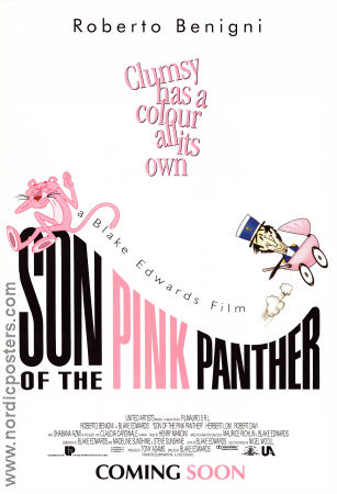 Son of the Pink Panther 1993 movie poster Roberto Benigni Herbert Lom Claudia Cardinale Blake Edwards Find more: Pink Panther Police and thieves