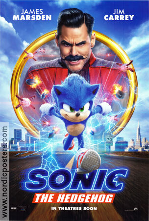 Sonic the Hedgehog 2020 movie poster Ben Schwartz James Marsden Jim Carrey Jeff Fowler Animation