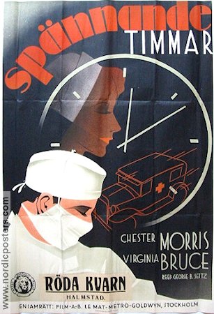 Society Doctor 1935 movie poster Chester Morris Virginia Bruce Medicine and hospital Clocks Art Deco