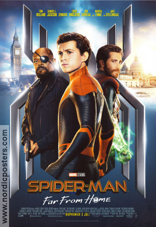 Spider-Man: Far From Home 2019 movie poster Tom Holland Samuel L Jackson Jake Gyllenhaal Jon Watts Find more: Marvel