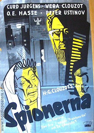 Les Espions 1957 movie poster Curd Jürgens Peter Ustinov OE Hasse Henri-Georges Clouzot