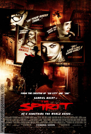 The Spirit 2008 movie poster Gabriel Macht Samuel L Jackson Scarlett Johansson Frank Miller From comics