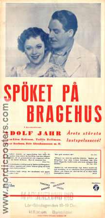 Spöket på Bragehus 1936 movie poster Adolf Jahr Annalisa Ericson Ragnar Arvedson