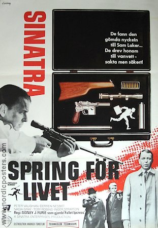 The Naked Runner 1967 movie poster Frank Sinatra Peter Vaughan Derren Nesbitt Sidney J Furie Poster artwork: Anders Gullberg Agents Guns weapons