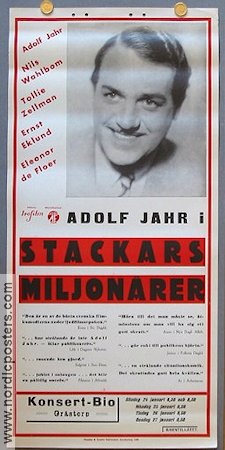 Stackars miljonärer 1936 movie poster Adolf Jahr