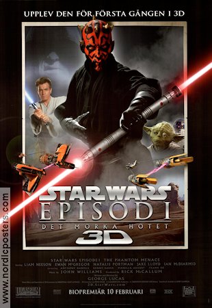 Episode I The Phantom Menace 1999 movie poster Liam Neeson Ewan McGregor George Lucas Find more: Star Wars 3-D