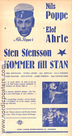 Sten Stensson kommer till stan 1945 movie poster Nils Poppe Elof Ahrle Naima Wifstrand Ragnar Frisk Winter sports Find more: Skåne