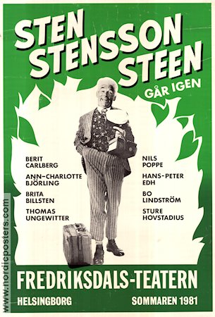 Sten Stensson Steen går igen 1981 poster Nils Poppe Find more: Fredriksdalsteatern
