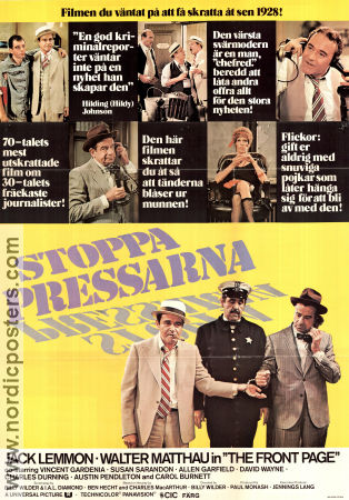 Stoppa pressarna 1974 poster Jack Lemmon Walter Matthau Billy Wilder Tidningar