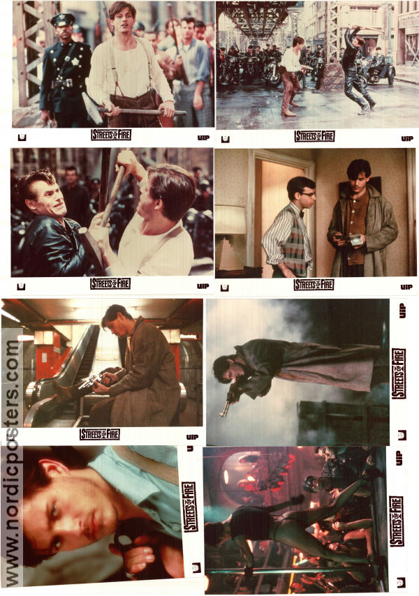 Streets of Fire 1984 lobby card set Michael Paré Rick Moranis Willem Dafoe Walter Hill Rock and pop Motorcycles