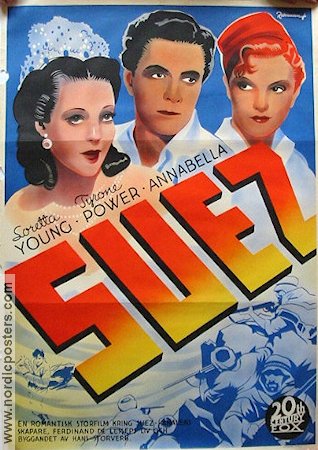 Suez 1939 movie poster Loretta Young Tyrone Power Annabella Eric Rohman art