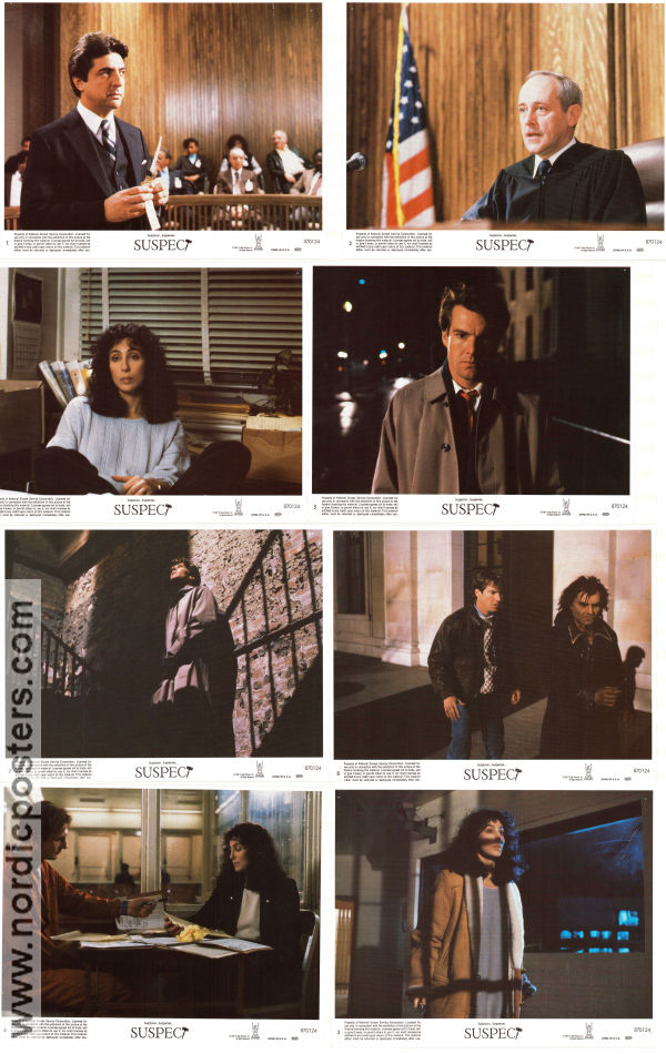 Suspect 1987 lobby card set Dennis Quaid Cher Liam Neeson Peter Yates