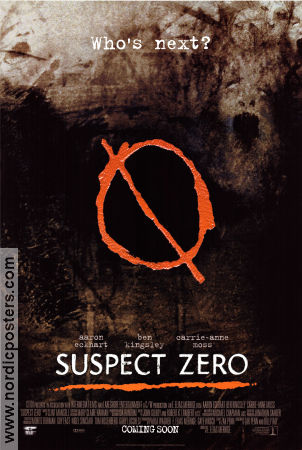 Suspect Zero 2004 movie poster Aaron Eckhart Ben Kingsley Carrie-Anne Moss E Elias Merhige