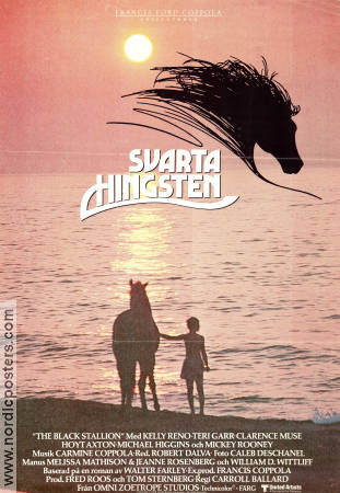 The Black Stallion 1979 movie poster Mickey Rooney Kelly Reno Teri Garr Carroll Ballard Horses Beach