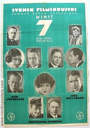 Svensk Filmindustri 1929 poster Bengt Djurberg Stina Berg Gun Holmqvist Alf Sjöberg Håkan Westergren Edvin Adolphson Axel Lindblom Brita Appelgren Fridolf Rhudin Gustaf Edgren Photo: J Julius