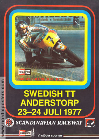 Swedish TT Anderstorp 1977 poster Barry Sheene Motorcycles Sports