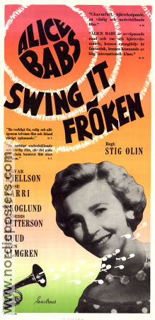 Swing it fröken 1956 movie poster Alice Babs Ingvar Kjellson Lasse Sarri Stig Olin Instruments Jazz