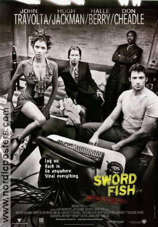 Swordfish 2001 movie poster John Travolta Hugh Jackman Halle Berry Don Cheadle Dominic Sena