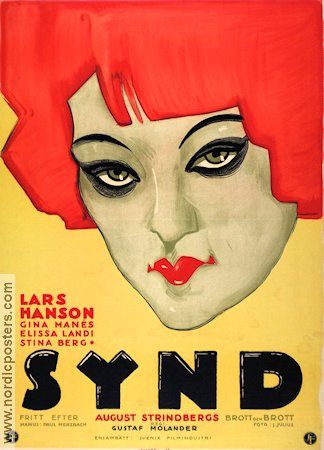 Synd 1928 movie poster Lars Hanson Gina Manés