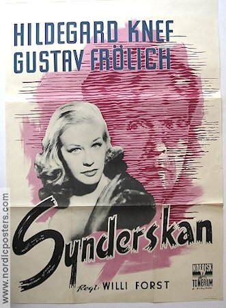 Die Sünderin 1951 movie poster Hildegard Knef Gustav Fröhlich Willi Forst