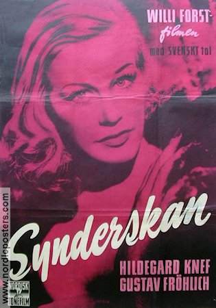 Die Sünderin 1951 movie poster Hildegard Knef Gustav Fröhlich Willi Forst