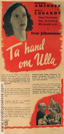 Ta hand om Ulla 1942 movie poster Marianne Aminoff Bengt Logardt Åke Grönberg Ivar Johansson