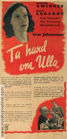 Ta hand om Ulla 1942 movie poster Marianne Aminoff Bengt Logardt Åke Grönberg Ivar Johansson