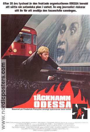 The Odessa File 1974 movie poster Jon Voight Maximilian Schell Maria Schell Ronald Neame Writer: Frederick Forsyth Find more: Nazi Trains