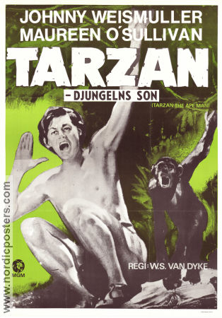 Tarzan the Ape Man 1932 movie poster Johnny Weissmuller Maureen O´Sullivan Neil Hamilton WS Van Dyke Find more: Tarzan