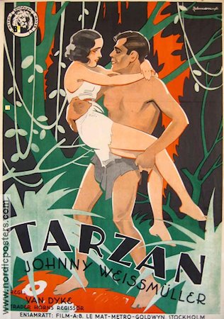 Tarzan the Ape Man 1932 movie poster Johnny Weissmuller Maureen O´Sullivan WS Van Dyke Eric Rohman art