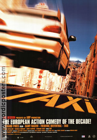 Taxi 1998 movie poster Samy Naceri Frédéric Diefenthal Marion Cotillard Gérard Pires Cars and racing