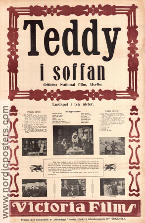 Teddy in Schlafsopha 1915 poster Victor Arnold Björn Björnson