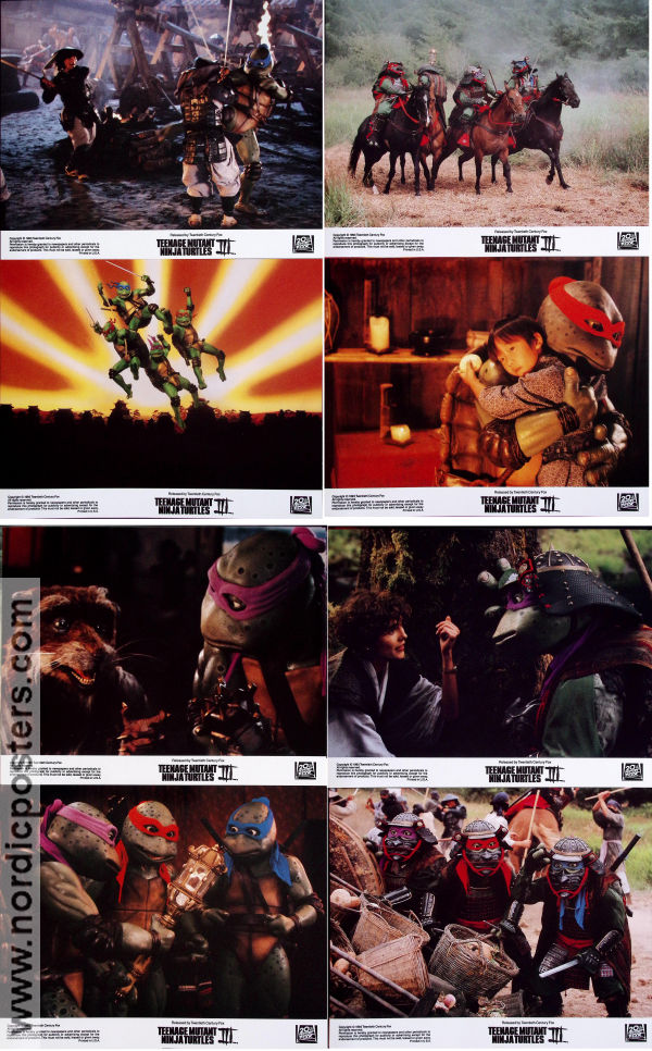 Teenage Mutant Ninja Turtles III 1993 lobby card set Elias Koteas Paige Turco Stuart Wilson Stuart Gillard Find more: Turtles Martial arts