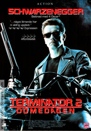Terminator 2: Judgment Day 1991 poster Arnold Schwarzenegger Linda Hamilton James Cameron Motorcycles Guns weapons