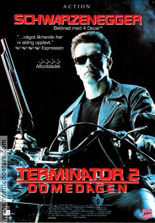 Terminator 2: Judgment Day 1991 poster Arnold Schwarzenegger Linda Hamilton Edward Furlong Robert Patrick Earl Boen James Cameron Motorcycles Guns weapons