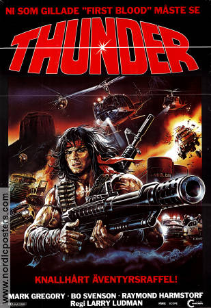 Thunder 1984 movie poster Mark Gregory Bo Svenson Larry Ludman Guns weapons
