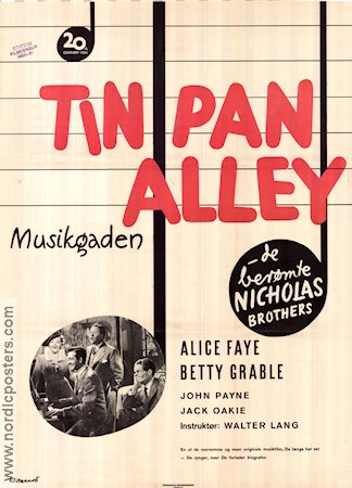 Tin Pan Alley 1940 movie poster Alice Faye Betty Grable Jazz