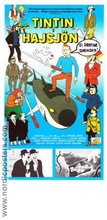 Tintin et le lac aux requins 1972 movie poster Tintin Thomas Bolme Raymond Leblanc Country: Belgium Animation From comics Fish and shark