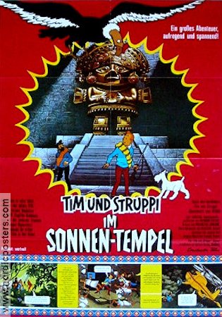 Tintin et le temple du soleil 1969 movie poster Thomas Bolme Tintin Eddie Lateste Poster artwork: Hergé From comics Animation