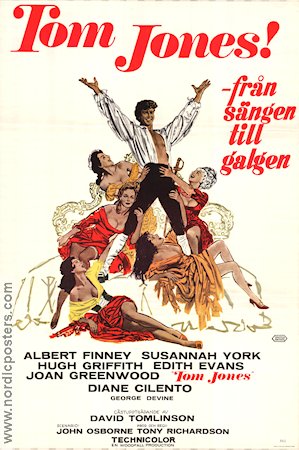 Tom Jones 1963 movie poster Albert Finney Susannah York George Devine Tony Richardson Musicals
