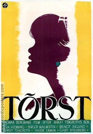 Thirst 1949 movie poster Eva Henning Birger Malmsten Birgit Tengroth Hasse Ekman Ingmar Bergman