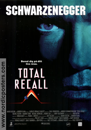 Total Recall 1990 poster Arnold Schwarzenegger Sharon Stone Michael Ironside Rachel Ticotin Paul Verhoeven Text: Phillip K Dick Kultfilmer