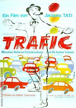 Trafic 1971 movie poster Marcel Fraval Jacques Tati Cars and racing
