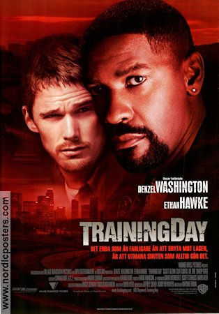 Training Day 2001 movie poster Denzel Washington Ethan Hawke Scott Glenn Antoine Fuqua Police and thieves