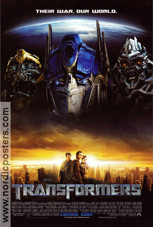 Transformers 2007 movie poster Shia LaBeouf Megan Fox Josh Duhamel Michael Bay Robots