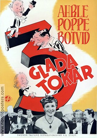 Tre glada tokar 1942 movie poster Elof Ahrle Nils Poppe John Botvid