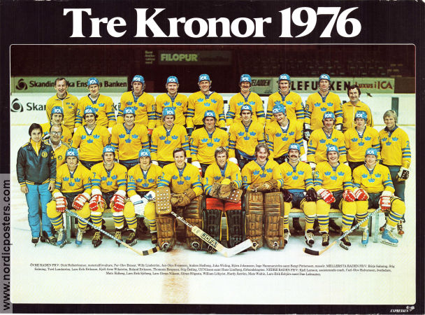 Tre Kronor Expressen 1976 poster Börje Salming Ulf Nilsson Hans Lindberg Mats Waltin Dan Labraaten Winter sports