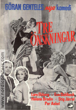 Tre önskningar 1960 poster Helena Brodin Lars Ekborg Stig Järrel Eva Dahlbeck Göran Gentele