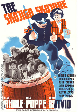 Tre skojiga skojare 1942 movie poster Nils Poppe Elof Ahrle John Botvid Julia Caesar Barbro Kollberg Tage Holmberg